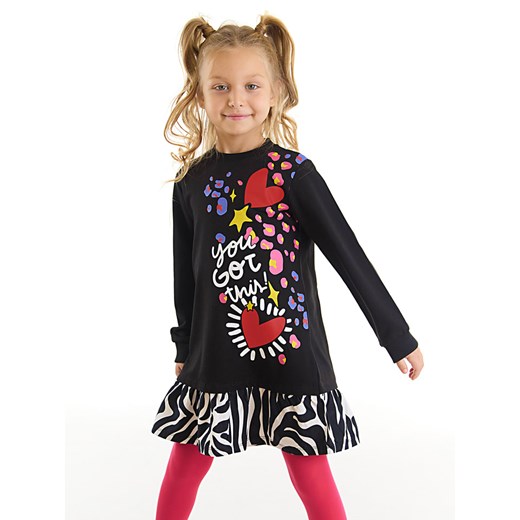 Denokids Sukienka &quot;Heart Stickers&quot; w kolorze czarnym ze wzorem ze sklepu Limango Polska w kategorii Sukienki dziewczęce - zdjęcie 187722407