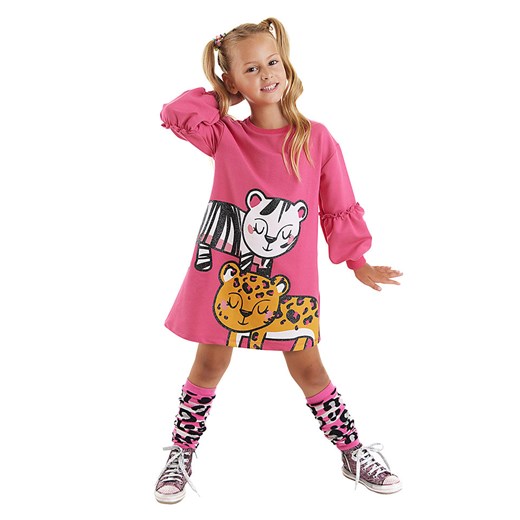 Denokids Sukienka &quot;Leopard Zebra&quot; w kolorze różowym ze sklepu Limango Polska w kategorii Sukienki dziewczęce - zdjęcie 187722577