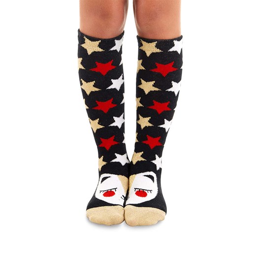 Denokids Podkolanówki &quot;Glitter Cat&quot; w kolorze czarnym ze sklepu Limango Polska w kategorii Skarpetki dziecięce - zdjęcie 187722788