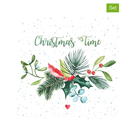 ppd Serwetki (40 szt.) &quot;Christmas Time&quot; w kolorze biało-zielonym ze sklepu Limango Polska w kategorii Akcesoria kuchenne - zdjęcie 187723919