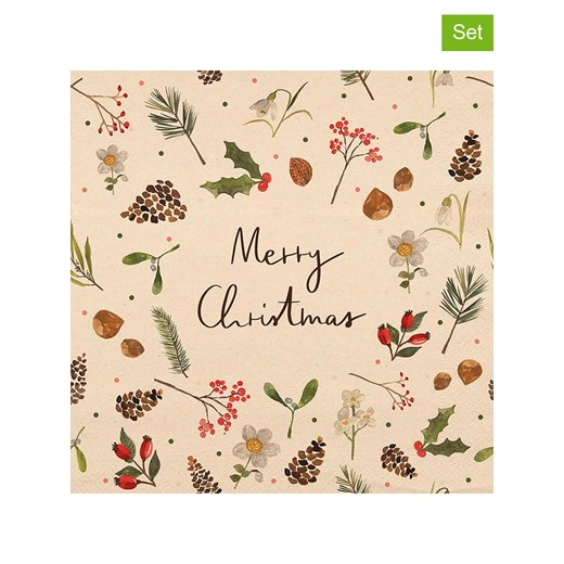 ppd Serwetki (40 szt.) &quot;Lena´s Christmas&quot; w kolorze beżowo-zielono-czerwonym ze sklepu Limango Polska w kategorii Akcesoria kuchenne - zdjęcie 187724016