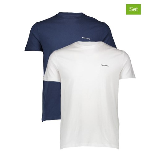 Pepe Jeans Koszulki (2 szt.) w kolorze granatowo-białym ze sklepu Limango Polska w kategorii T-shirty męskie - zdjęcie 187728075