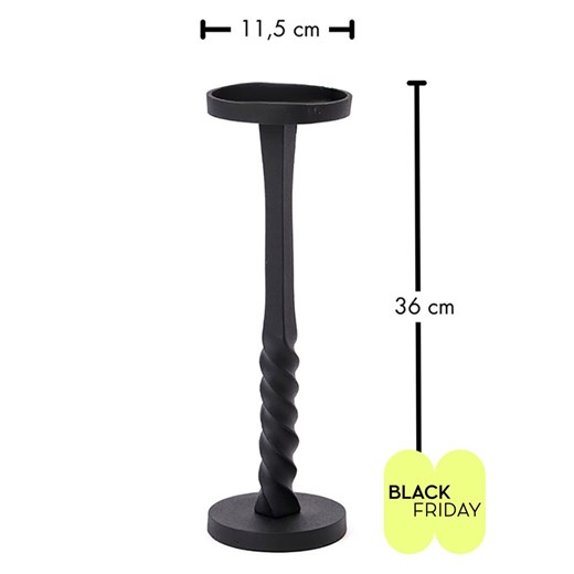 FYNCH-HATTON Świecznik &quot;Kobe&quot; w kolorze czarnym - wys. 36 x Ø 11,5 cm ze sklepu Limango Polska w kategorii Świeczniki - zdjęcie 187741127