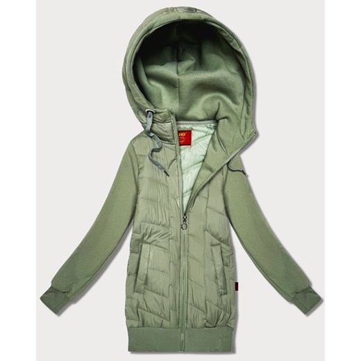 Damska bluza z kapturem z łączonych materiałów Goodlookin pistacjowa (AMG-175) ze sklepu goodlookin.pl w kategorii Bluzy damskie - zdjęcie 187742868