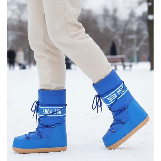 Niebieskie wysokie kozaki śniegowce damskie /D7-1 18593 T235/ ze sklepu Pantofelek24.pl w kategorii Śniegowce damskie - zdjęcie 187742996