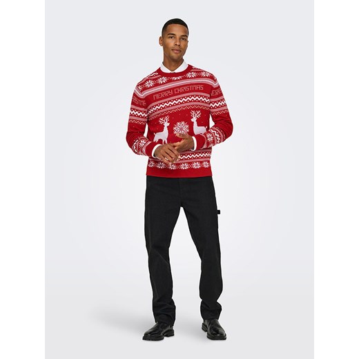 ONLY &amp; SONS Sweter w kolorze czerwono-białym ze sklepu Limango Polska w kategorii Swetry męskie - zdjęcie 187743315