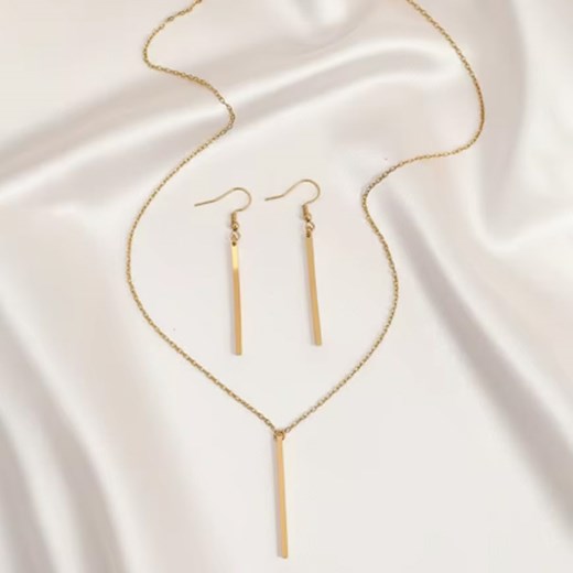 Komplet damski złoty patyczki delikatny ze stali chirurgicznej ze sklepu otien.com w kategorii Komplety biżuterii - zdjęcie 187745417