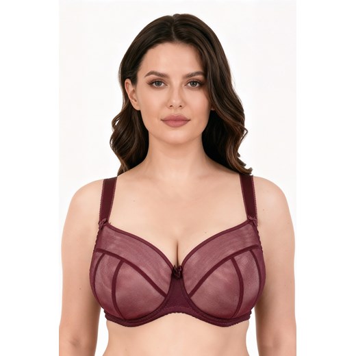 Vivisence 1090 biustonosz miękki z siateczki, na fiszbinach bordowy ze sklepu kontri.pl w kategorii Biustonosze - zdjęcie 187745608