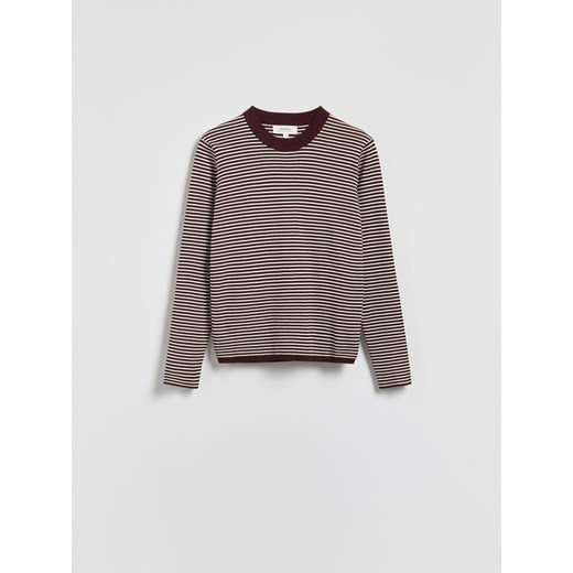 Reserved - Bawełniany longsleeve w paski - ciemnobrązowy ze sklepu Reserved w kategorii Bluzki damskie - zdjęcie 187745629