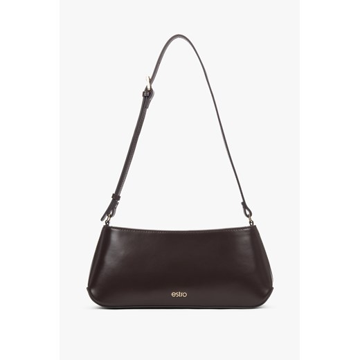 Estro: Elegancka ciemnobrązowa torebka damska na ramię ze skóry naturalnej ze sklepu Estro w kategorii Listonoszki - zdjęcie 187745709