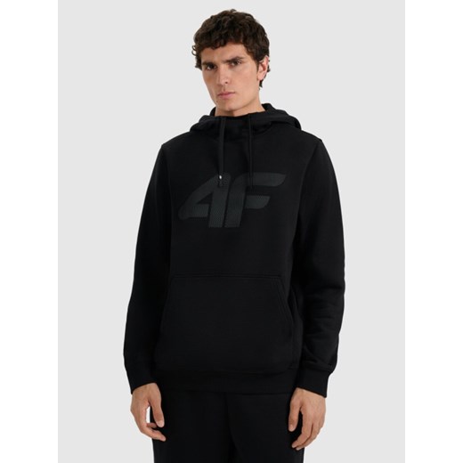 Męska bluza dresowa nierozpinana z kapturem 4F 4FRMM00TSWSM2477 - czarna ze sklepu Sportstylestory.com w kategorii Bluzy męskie - zdjęcie 187746605