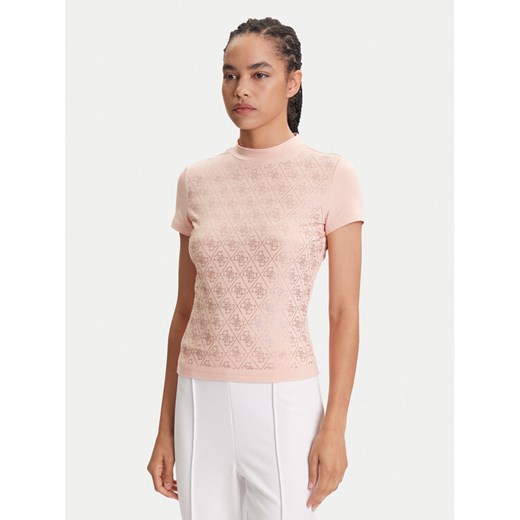 Guess T-Shirt W4BI26 J1314 Różowy Regular Fit ze sklepu MODIVO w kategorii Bluzki damskie - zdjęcie 187747916
