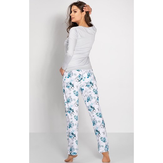 Piżama damska długa Lovely Day, Kolor szaro-niebieski, Rozmiar S, Momenti per me ze sklepu Primodo w kategorii Piżamy damskie - zdjęcie 187748335