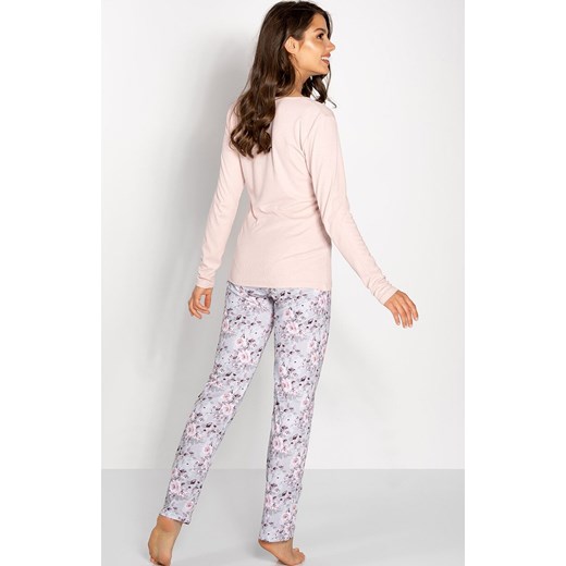 Długa piżama damska Margarita, Kolor różowo-szary, Rozmiar S, Momenti per me ze sklepu Primodo w kategorii Piżamy damskie - zdjęcie 187748345