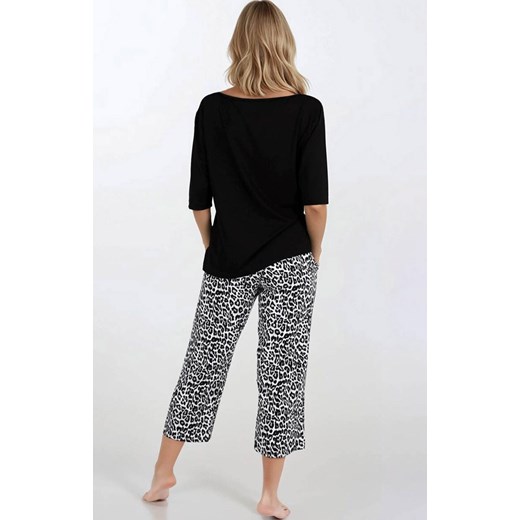 Piżama damska wiskoza Noir Grace, Kolor czarny-wzór, Rozmiar S, Momenti per me ze sklepu Primodo w kategorii Piżamy damskie - zdjęcie 187748365