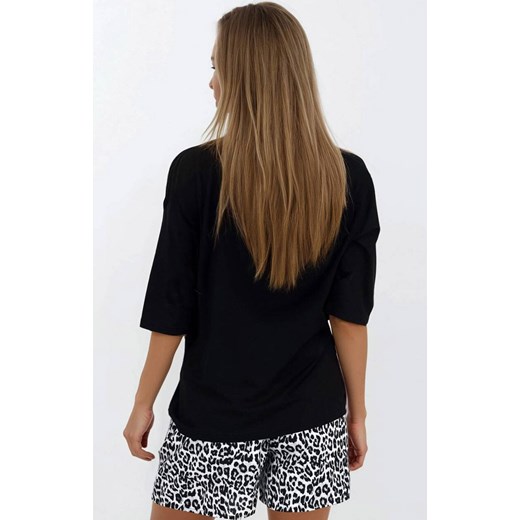 Piżama damska krótkie spodenki Wild &amp; Beautiful, Kolor czarny-wzór, Rozmiar S, Momenti per me ze sklepu Primodo w kategorii Piżamy damskie - zdjęcie 187748386