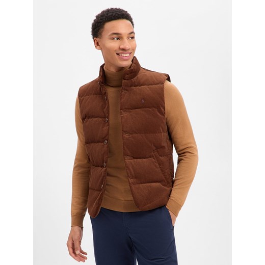 Polo Ralph Lauren Męska sztruksowa kamizelka puchowa Mężczyźni Bawełna brązowy jednolity ze sklepu vangraaf w kategorii Kamizelki męskie - zdjęcie 187750086