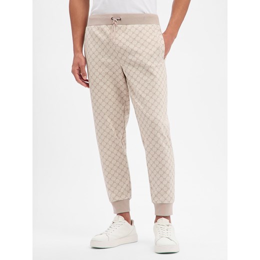 JOOP! Męskie spodnie do biegania - Eliton Mężczyźni Sztuczne włókno beżowy wzorzysty ze sklepu vangraaf w kategorii Spodnie męskie - zdjęcie 187750097