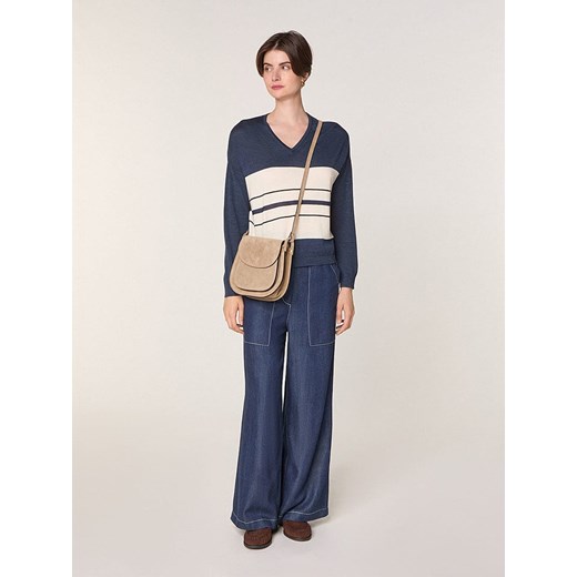 Rodier Wełniany sweter w kolorze granatowo-kremowym ze sklepu Limango Polska w kategorii Swetry damskie - zdjęcie 187752586