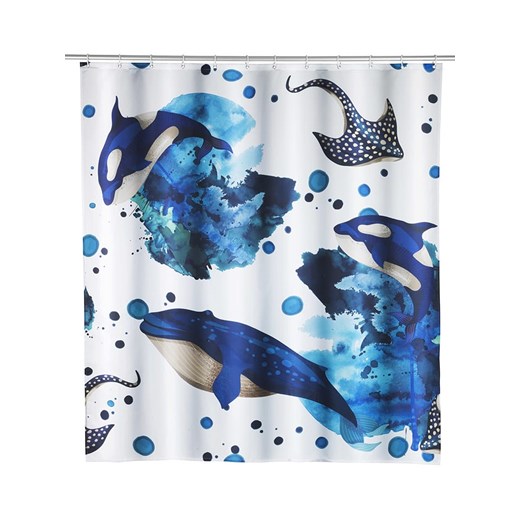 Wenko Zasłona prysznicowa &quot;Aquaris&quot; w kolorze niebiesko-białym - 200 x 180 cm ze sklepu Limango Polska w kategorii Akcesoria łazienkowe - zdjęcie 187755436