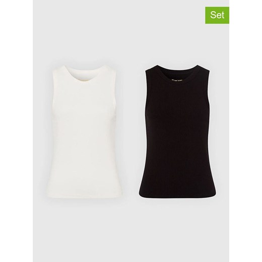 Les Lunes Topy (2 szt.) &quot;Chloee&quot; w kolorze czarnym i białym ze sklepu Limango Polska w kategorii Bluzki damskie - zdjęcie 187758226