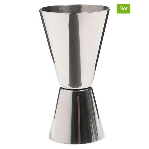 BarCraft Podwójne miarki (2 szt.) w kolorze srebrnym - wys. 8,5 cm ze sklepu Limango Polska w kategorii Naczynia - zdjęcie 187758519