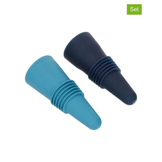 BarCraft Zatyczki (2 szt.) w kolorze błękitnym i granatowym do butelek - wys. 6 cm ze sklepu Limango Polska w kategorii Naczynia - zdjęcie 187758729
