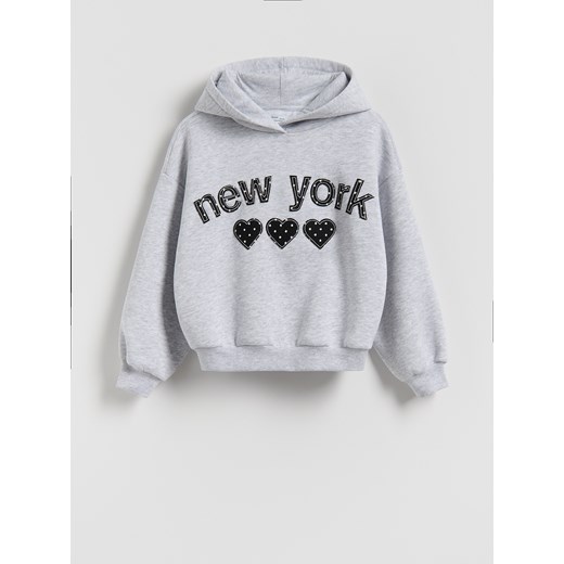 Reserved - Bluza z apikacją - jasnoszary ze sklepu Reserved w kategorii Bluzy dziewczęce - zdjęcie 187760448