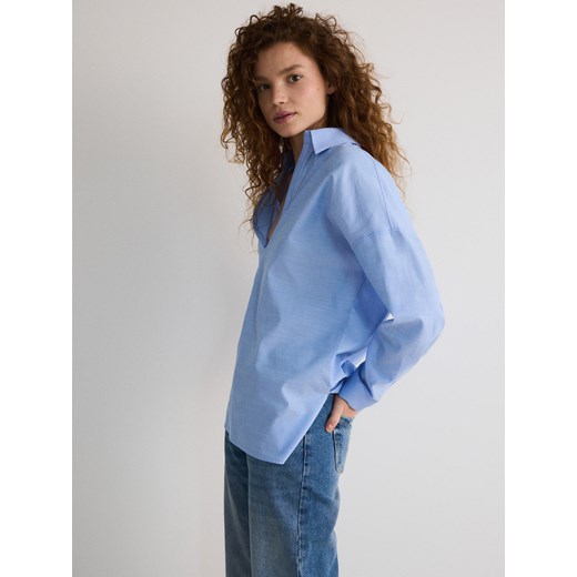 Reserved - Oversizowa koszula z dodatkiem lyocellu - jasnoniebieski Reserved L wyprzedaż Reserved