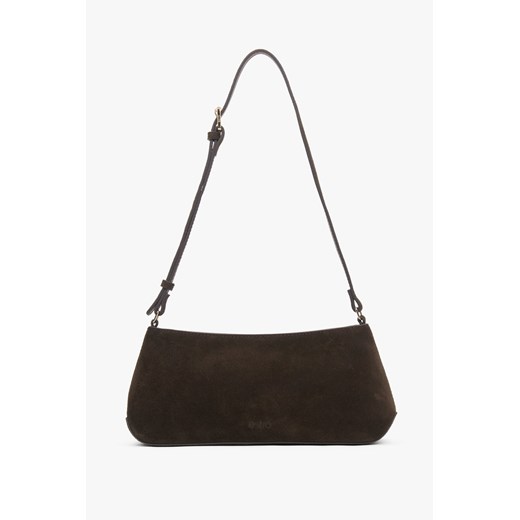 Estro: Elegancka ciemnobrązowa torebka damska na ramię z weluru naturalnego ze sklepu Estro w kategorii Listonoszki - zdjęcie 187761066