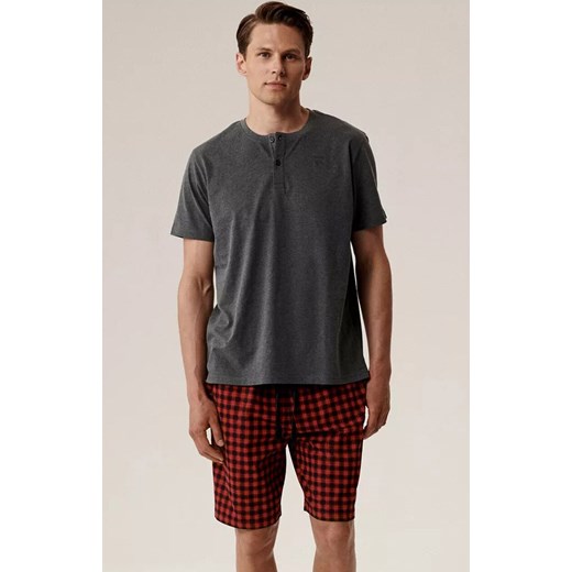 Atlantic bawełniana piżama męska NMP-397-SZMC_CZE, Kolor szaro-czerwony, Rozmiar XL, ATLANTIC ze sklepu Intymna w kategorii Piżamy męskie - zdjęcie 187761795