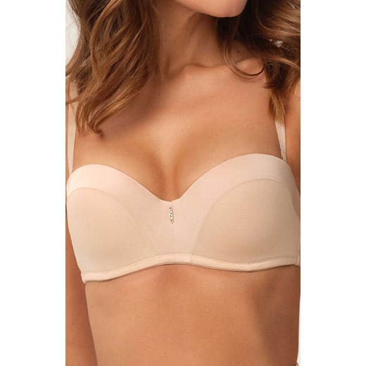 Esotiq gładki biustonosz bardotka beżowy Ondrea 34377-80X, Kolor cielisty, Esotiq 65C Intymna promocyjna cena