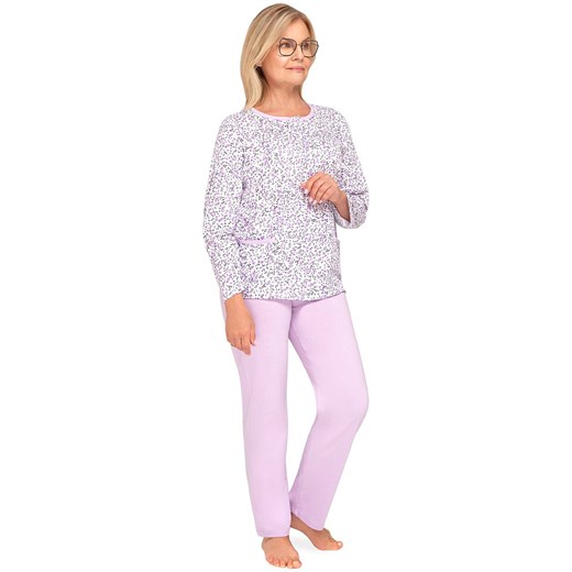 Długa bawełniana piżama damska rozpinana Kasia III 267 24, Kolor fioletowy-wzór, Rozmiar M, MARTEL ze sklepu Intymna w kategorii Piżamy damskie - zdjęcie 187762069