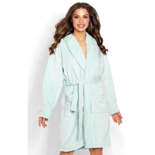 Szlafrok damski ciepły Fiona, Kolor miętowy, Rozmiar S, Momenti per me ze sklepu Intymna w kategorii Szlafroki damskie - zdjęcie 187762276