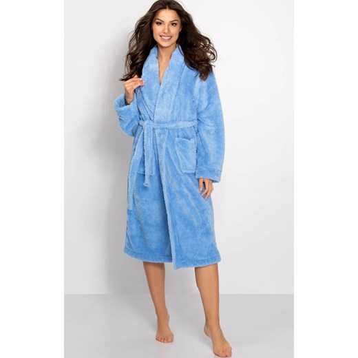 Ciepły szlafrok damski Laguna, Kolor niebieski, Rozmiar S, Momenti per me ze sklepu Intymna w kategorii Szlafroki damskie - zdjęcie 187762296