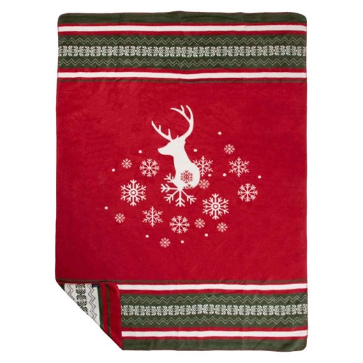 Mars &amp; More Pled &quot;Deer&quot; w kolorze czerwono-biało-zielonym - 200 x 150 cm ze sklepu Limango Polska w kategorii Tekstylia - zdjęcie 187765946