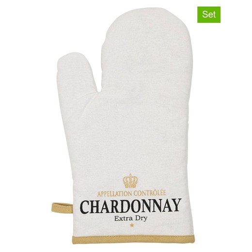 Mars &amp; More Rękawice kuchenne (2 szt.) &quot;Chardonnay&quot; w kolorze białym - 33 x 17 cm ze sklepu Limango Polska w kategorii Tekstylia kuchenne - zdjęcie 187765959