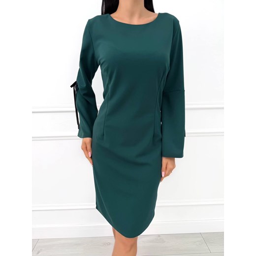 Zielona Prosta Sukienka z Rozszerzanym Rękawem ze sklepu ModnaKiecka.pl w kategorii Sukienki - zdjęcie 187765996