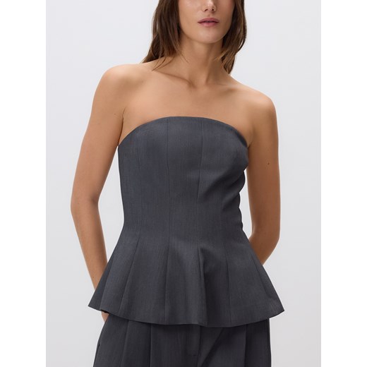 Reserved - Gorsetowy top - jasnoszary ze sklepu Reserved w kategorii Bluzki damskie - zdjęcie 187766146