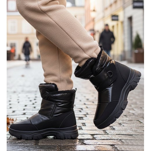 Zimowe buty śniegowce damskie Czarne /D9-3 18596 T386/ ze sklepu Pantofelek24.pl w kategorii Śniegowce damskie - zdjęcie 187766248