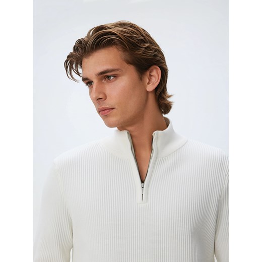 Reserved - Sweter z rozpinaną stójką - biały ze sklepu Reserved w kategorii Swetry męskie - zdjęcie 187766838