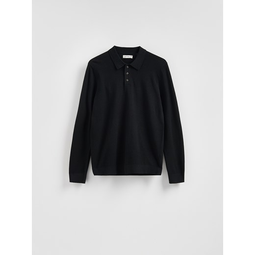 Reserved - Sweter polo z bawełną - czarny ze sklepu Reserved w kategorii Swetry męskie - zdjęcie 187766969