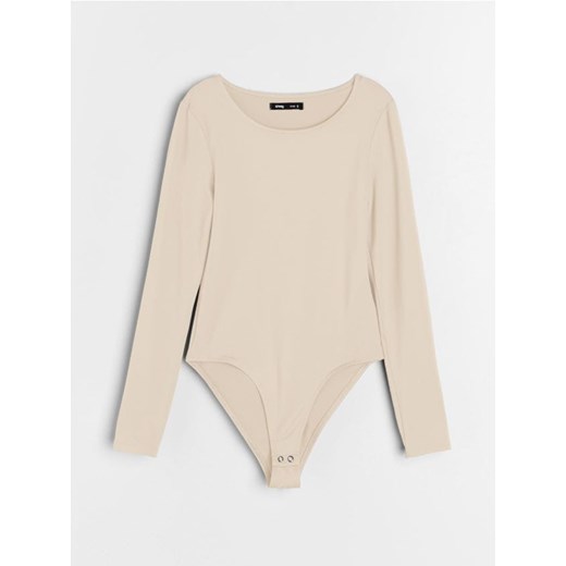 Sinsay - Body z długimi rękawami - kremowy ze sklepu Sinsay w kategorii Bluzki damskie - zdjęcie 187767297