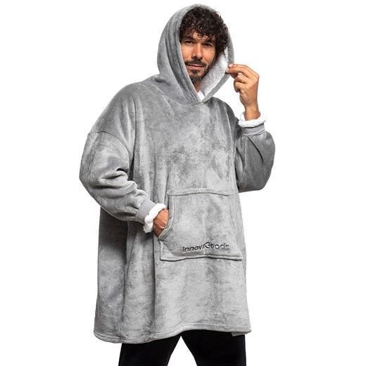 InnovaGoods Polarowy koc z kapturem w kolorze szarym - 160 x 120 x 80 cm ze sklepu Limango Polska w kategorii Tekstylia - zdjęcie 187771349