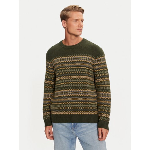 Wrangler Sweter Fairisle 112357294 Zielony Relaxed Fit ze sklepu MODIVO w kategorii Swetry męskie - zdjęcie 187772857