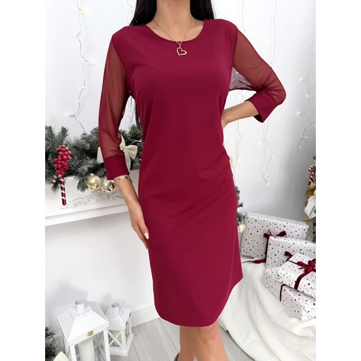 Bordowa Elegancka Sukienka ze sklepu ModnaKiecka.pl w kategorii Sukienki - zdjęcie 187773009