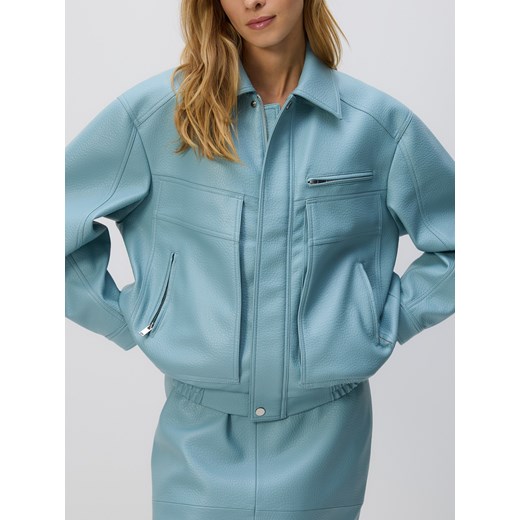 Reserved - Kurtka z imitacji skóry - jasnoniebieski ze sklepu Reserved w kategorii Kurtki damskie - zdjęcie 187773187