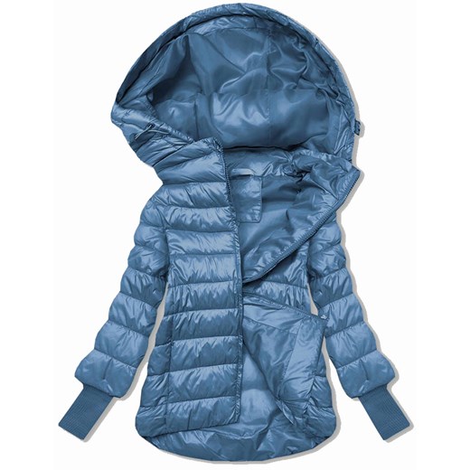 Krótka kurtka damska z dzianinowymi ściągaczami niebieska (P22/P3-6636-30S) Goodlookin.pl S (36) goodlookin.pl