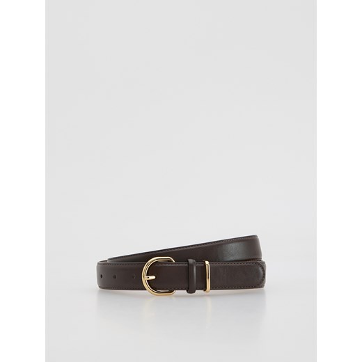 Reserved - Pasek z łączonych materiałów - ciemnobrązowy ze sklepu Reserved w kategorii Paski damskie - zdjęcie 187774376