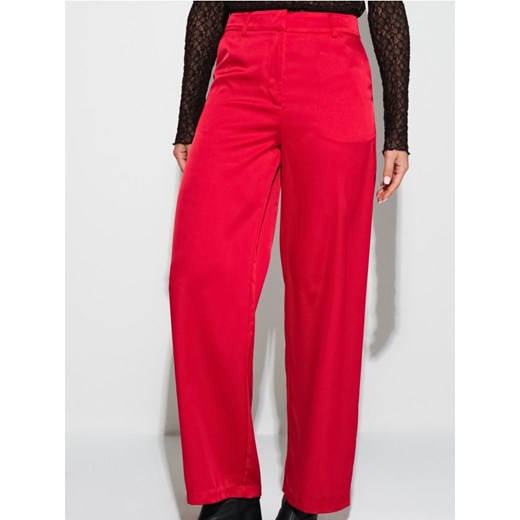 Sinsay - Satynowe spodnie wide leg - czerwony Sinsay M Sinsay